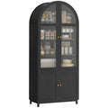 71" Tall Arched Kitchen Pantry Cabinet, Farmhouse Freestanding Kitchen Storage Cabinet, Black