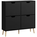 Hallway Shoe Storage Cabinet with 4 Flip Drawers & Adjustable Shelf for 16 Pairs, Black