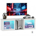 160cm TV Stand with LED Lights, Glass Shelves & Open Storage for 70in TVs, White