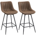 Height-Adjustable Swivel Bar Stools Set of 2 with Backrest & Footrest, Textured Faux Leather Counter Chairs for Kitchen Island or Home Bar, Brown