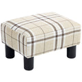 Linen-Look Fabric Ottoman Footstool with Plastic Legs, 40 x 30 x 24 cm, Multi-colored