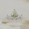 3 Stone Old Mine Pear Diamond Engagement Ring