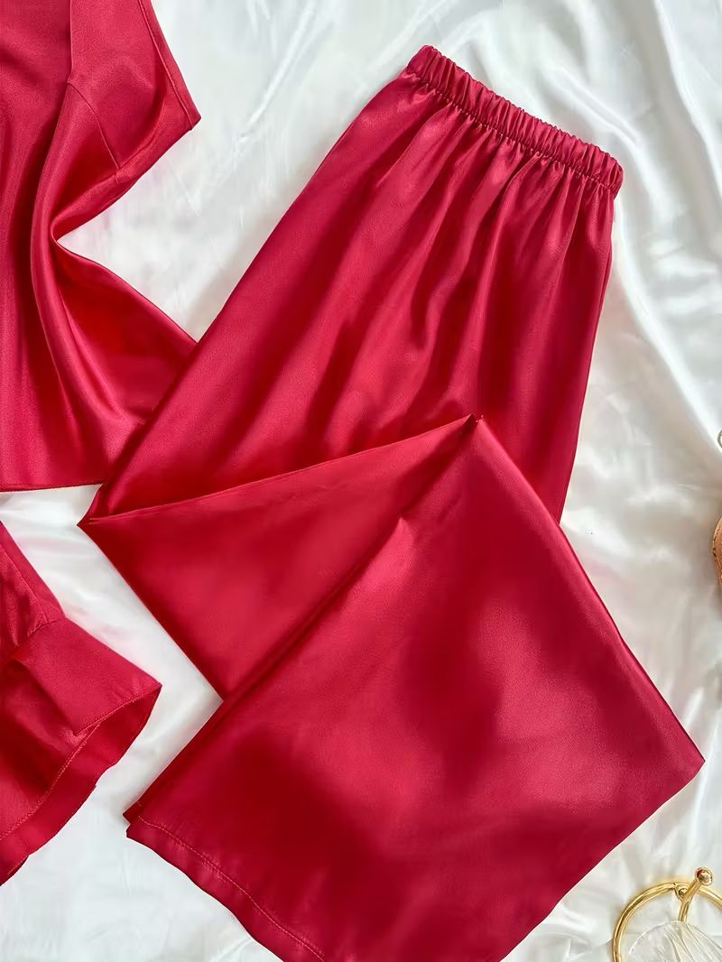 PIJAMA SATÉN 3 PIEZAS-ROJO NOCTURNO – SIGNATURE
