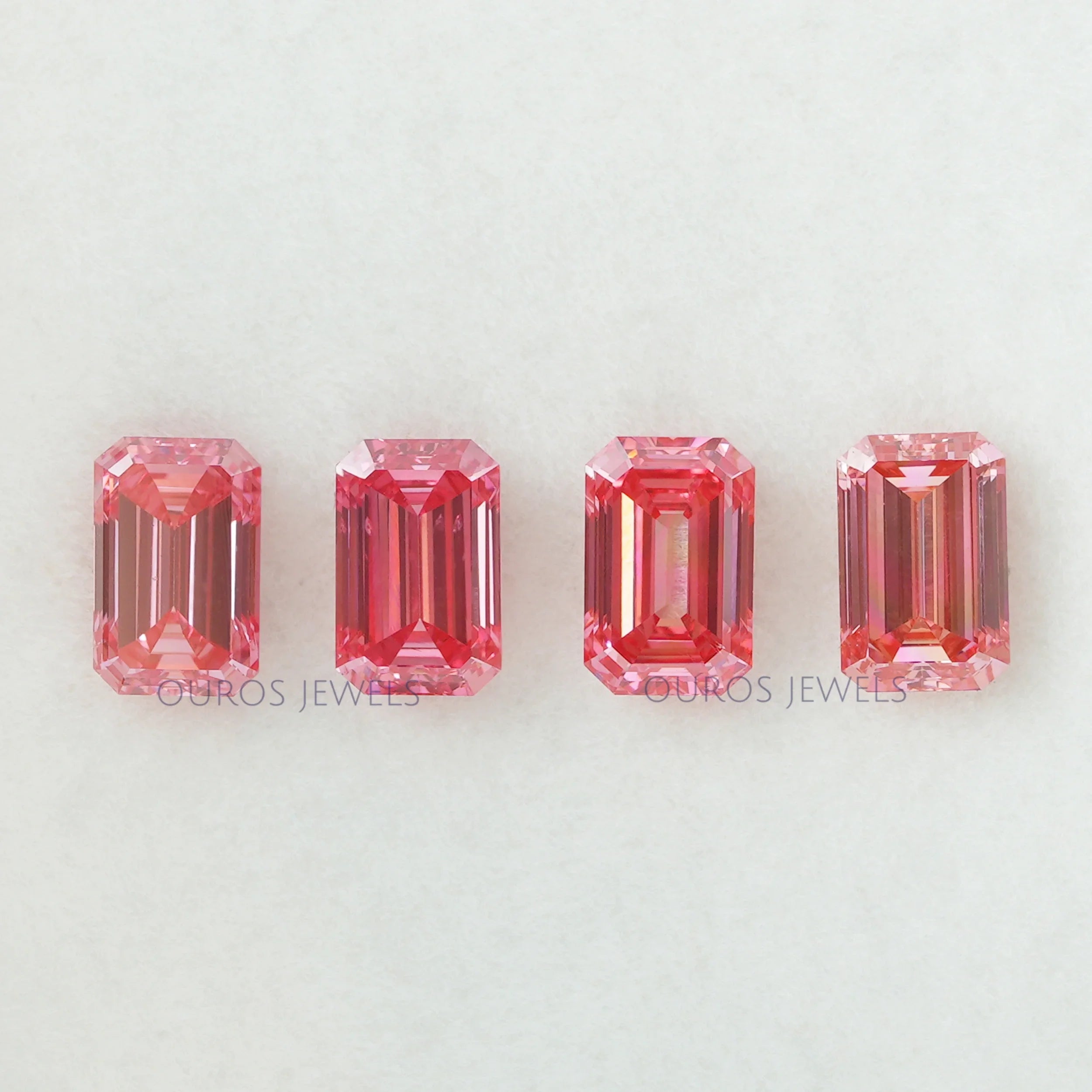 0.76 Carat Each Pink Emerald Cut Lab Grown Diamond