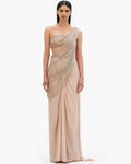 The Haze Champagne Nova Drape Sari Gown By KYNAH, Luxury Indian Fashion & Bridal Wear