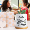 Maceta de Cerámica con Drenaje y Base de Bambú Personalizada con Nombre y Citas Cálidas Regalo del Día del Maestro para Profesores Educadores