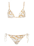 Balmain Chain-Print Triangle Bikini — White