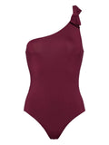 Eres One-Shoulder Bow-Embellished Swimsuit — Purple