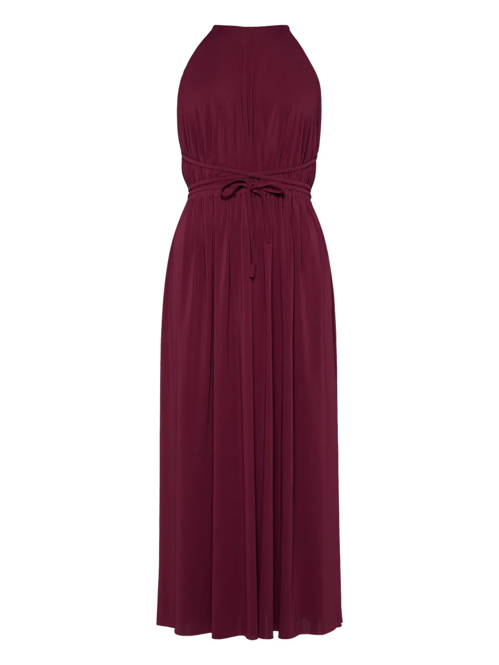 Eres Halterneck Tie-Waist Dress — Burgundy