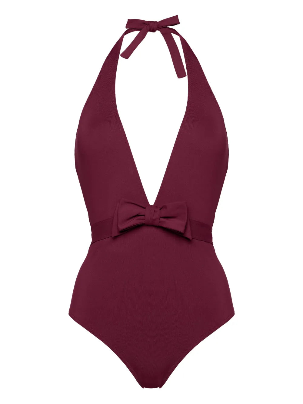 Eres Halter Neck Bow One-Piece Swimsuit — burgundy