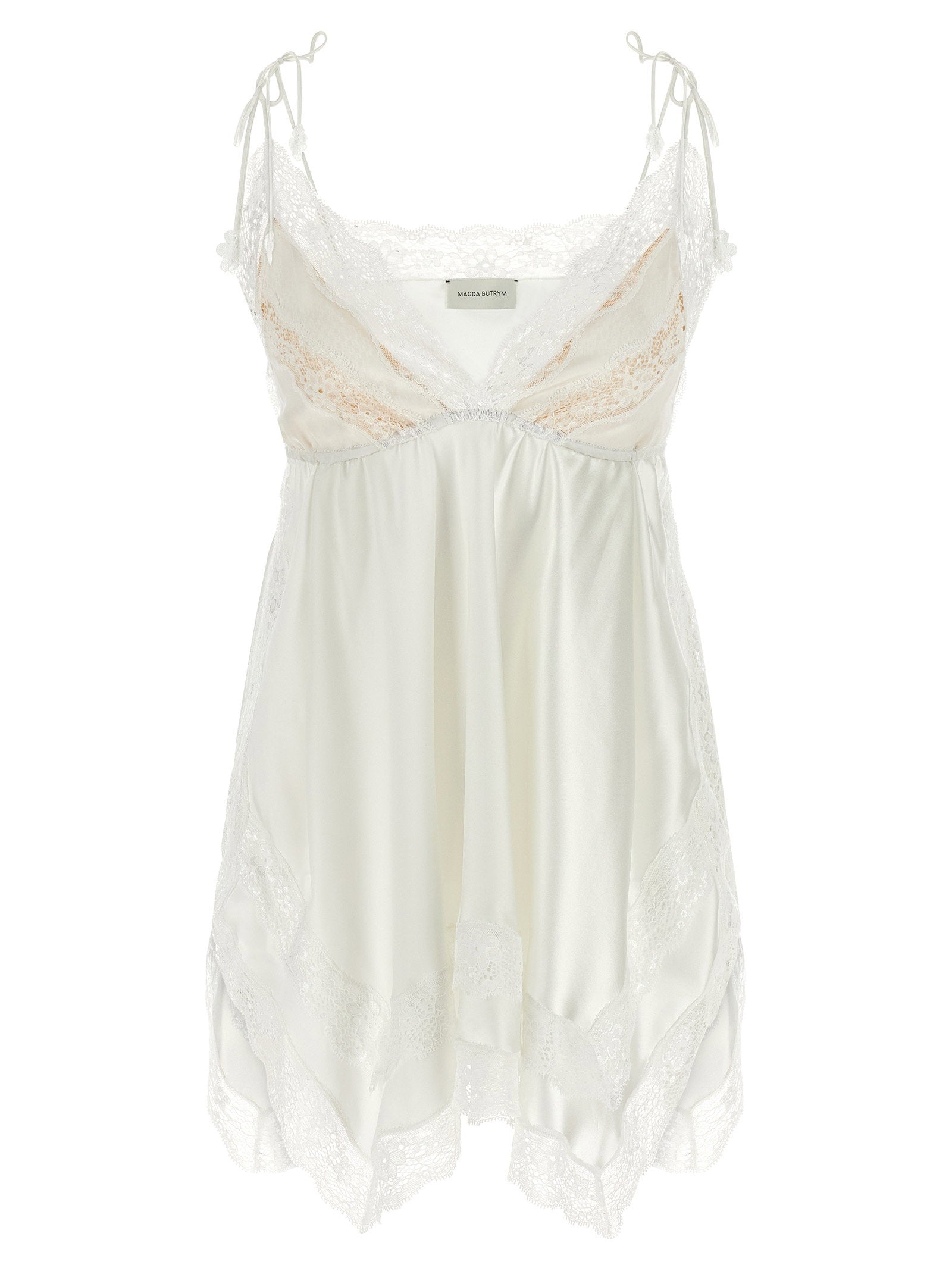 Magda Butrym Lace-Trimmed Silk Blouse — White