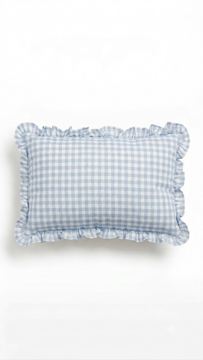 Cojín Decorativo Volantes Cuadros Vichy - Artesanal