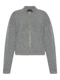 Fabiana Filippi Virgin Wool Zip-Front Cardigan — Charcoal Grey
