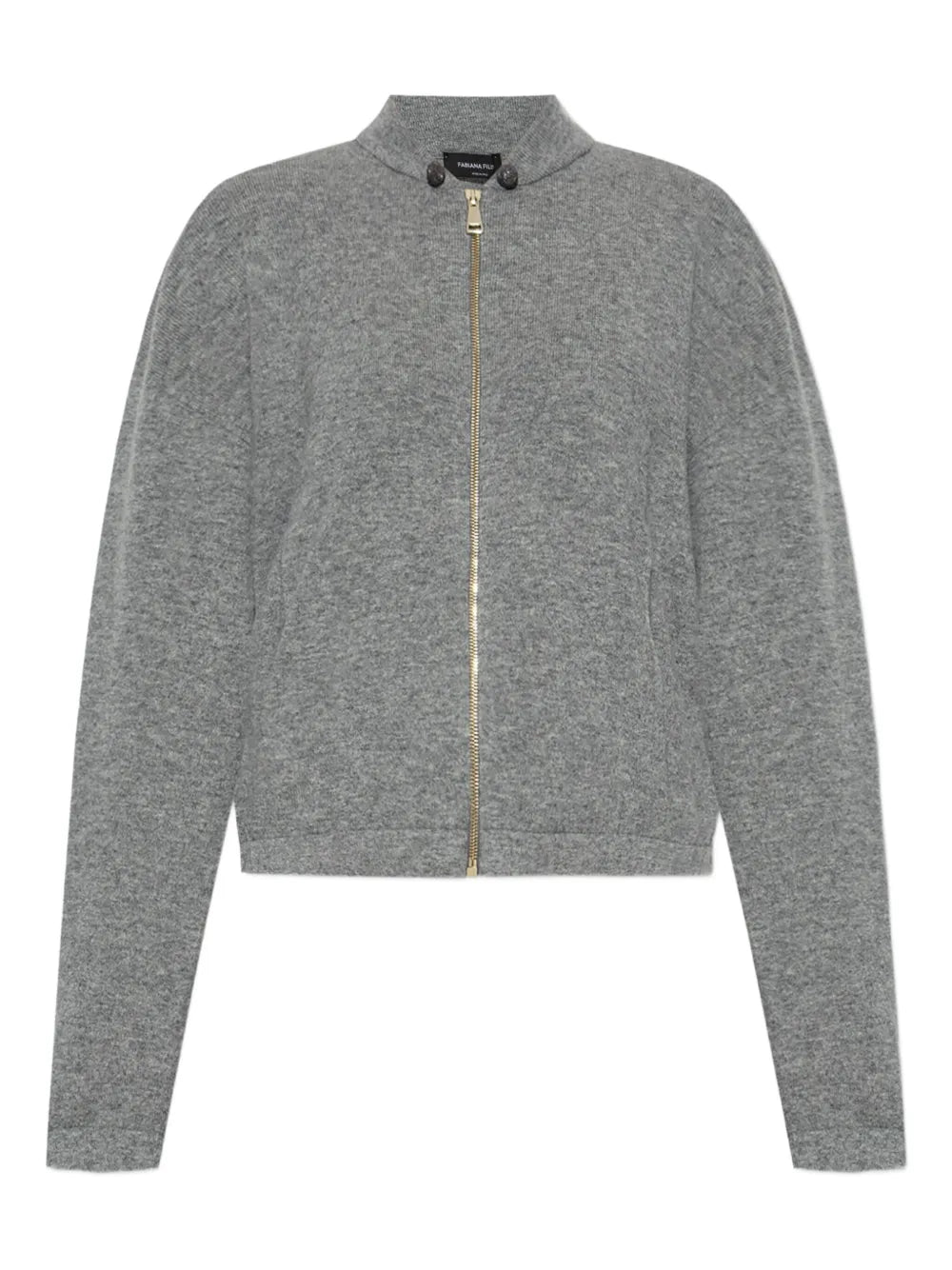 Fabiana Filippi Virgin Wool Zip-Front Cardigan — Charcoal Grey