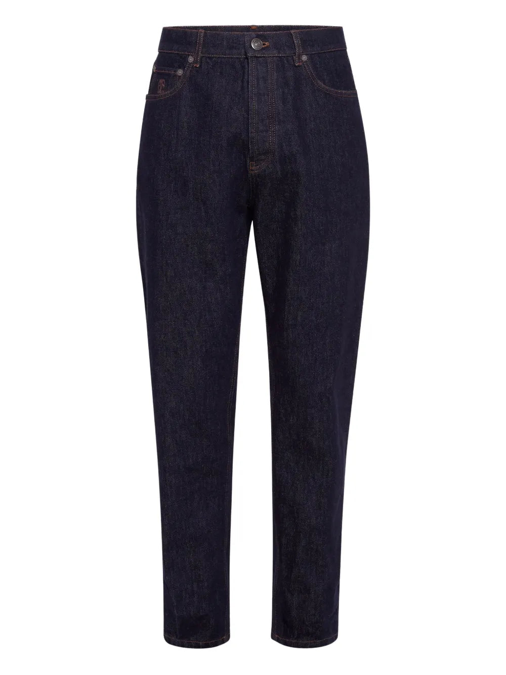 Brunello Cucinelli Logo-Embroidered Jeans — Indigo