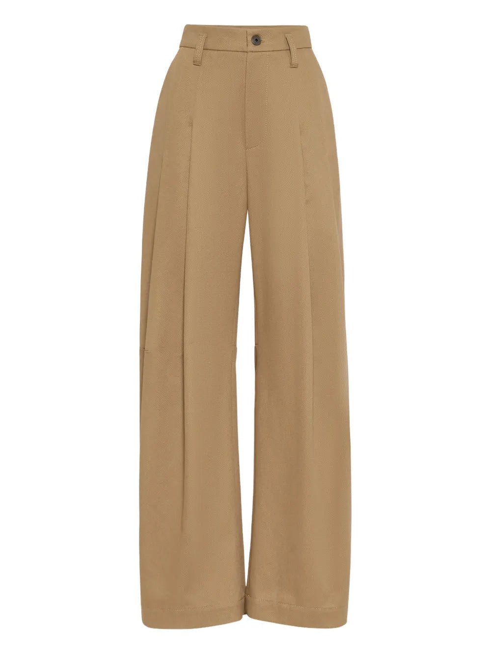 Brunello Cucinelli Wide-Leg Cotton Trousers — Camel