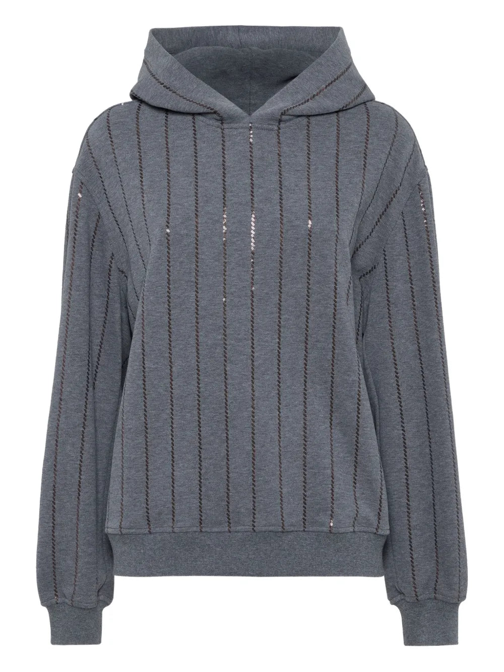 Brunello Cucinelli Sequin-Embellished Hoodie — grey