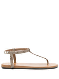 Herno Logo-Print T-Bar Sandals — Taupe