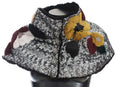 Women's Silver Sequined Floral Weasel Fur Shoulder Scarf Wrap