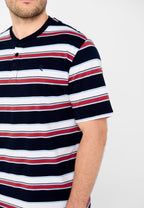 Pijama Hombre Verano Corto Tapeta Algodón Punto Rayas - Rojo 3034_94
