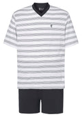 Pijama Hombre Verano Corto Pico Algodón Punto Rayas - Azul 3037_39