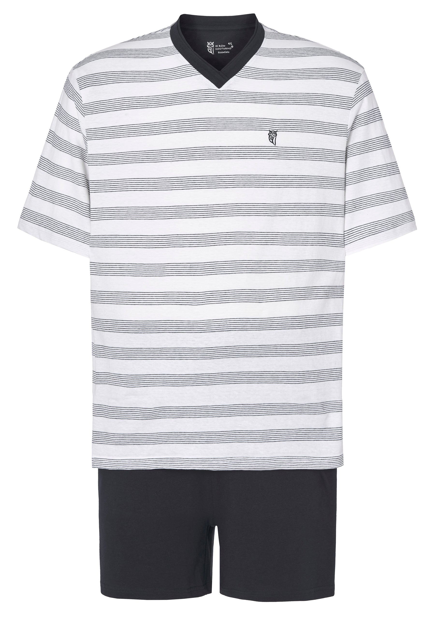 Pijama Hombre Verano Corto Pico Algodón Punto Rayas - Azul 3037_39