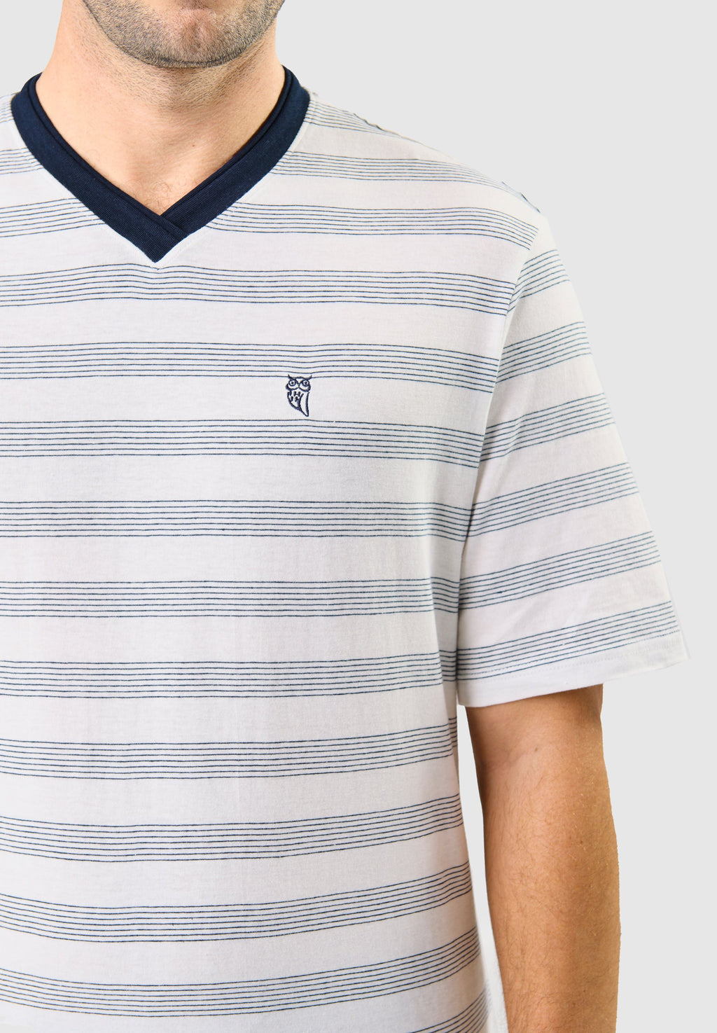 Pijama Hombre Verano Corto Pico Algodón Punto Rayas - Azul 3037_39