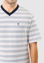 Pijama Hombre Verano Corto Pico Algodón Punto Rayas - Azul 3037_39