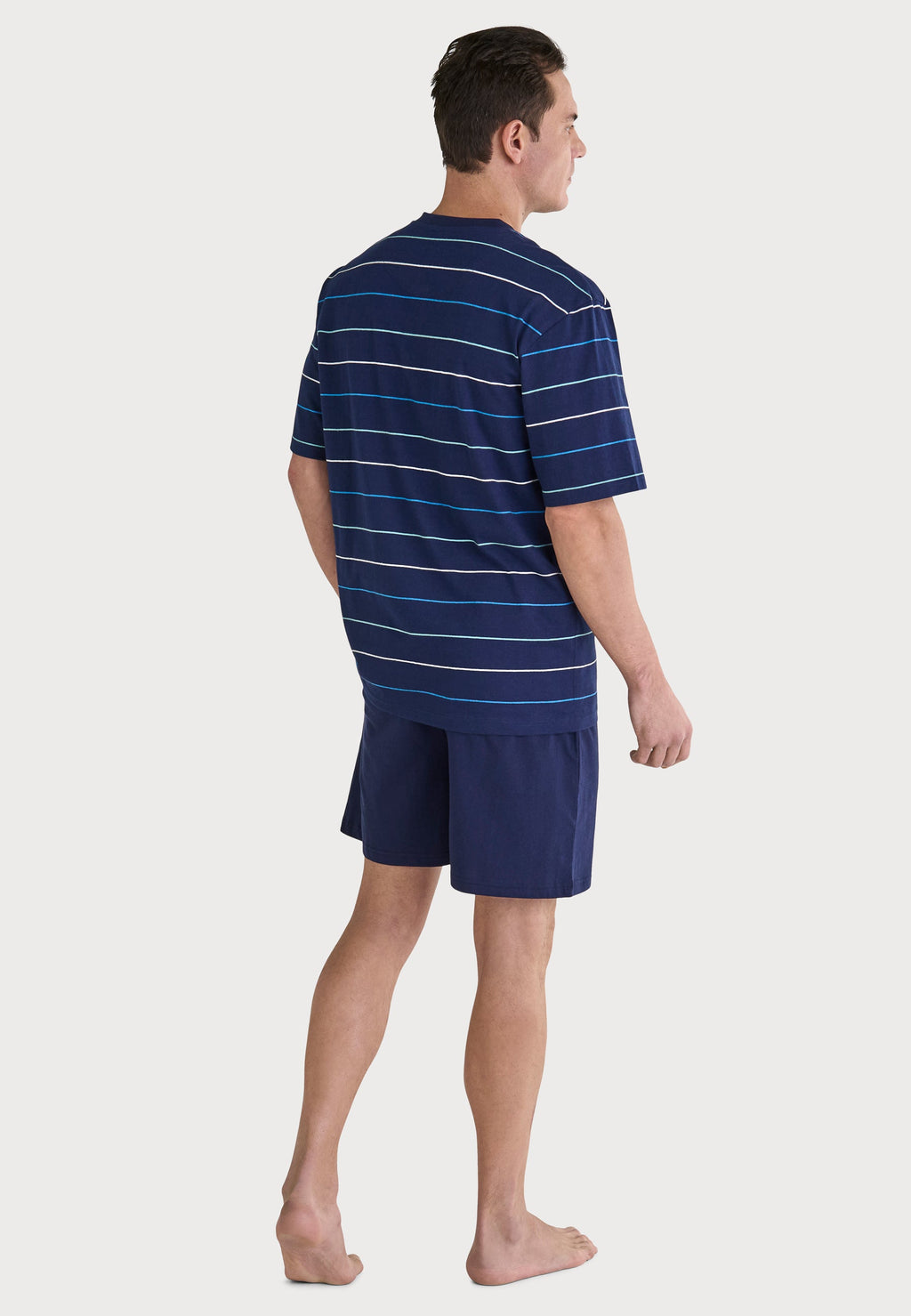 Pijama Hombre Verano Corto Tapeta Algodón Punto Rayas - Azul 3040_39