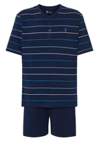 Pijama Hombre Verano Corto Tapeta Algodón Punto Rayas - Azul 3040_39