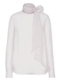 Brunello Cucinelli Silk Pussybow Blouse — Beige