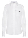 Brunello Cucinelli Long-Sleeved Poplin Shirt — White