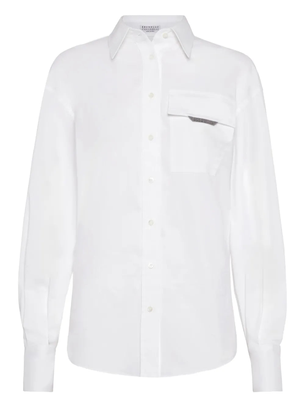 Brunello Cucinelli Long-Sleeved Poplin Shirt — White