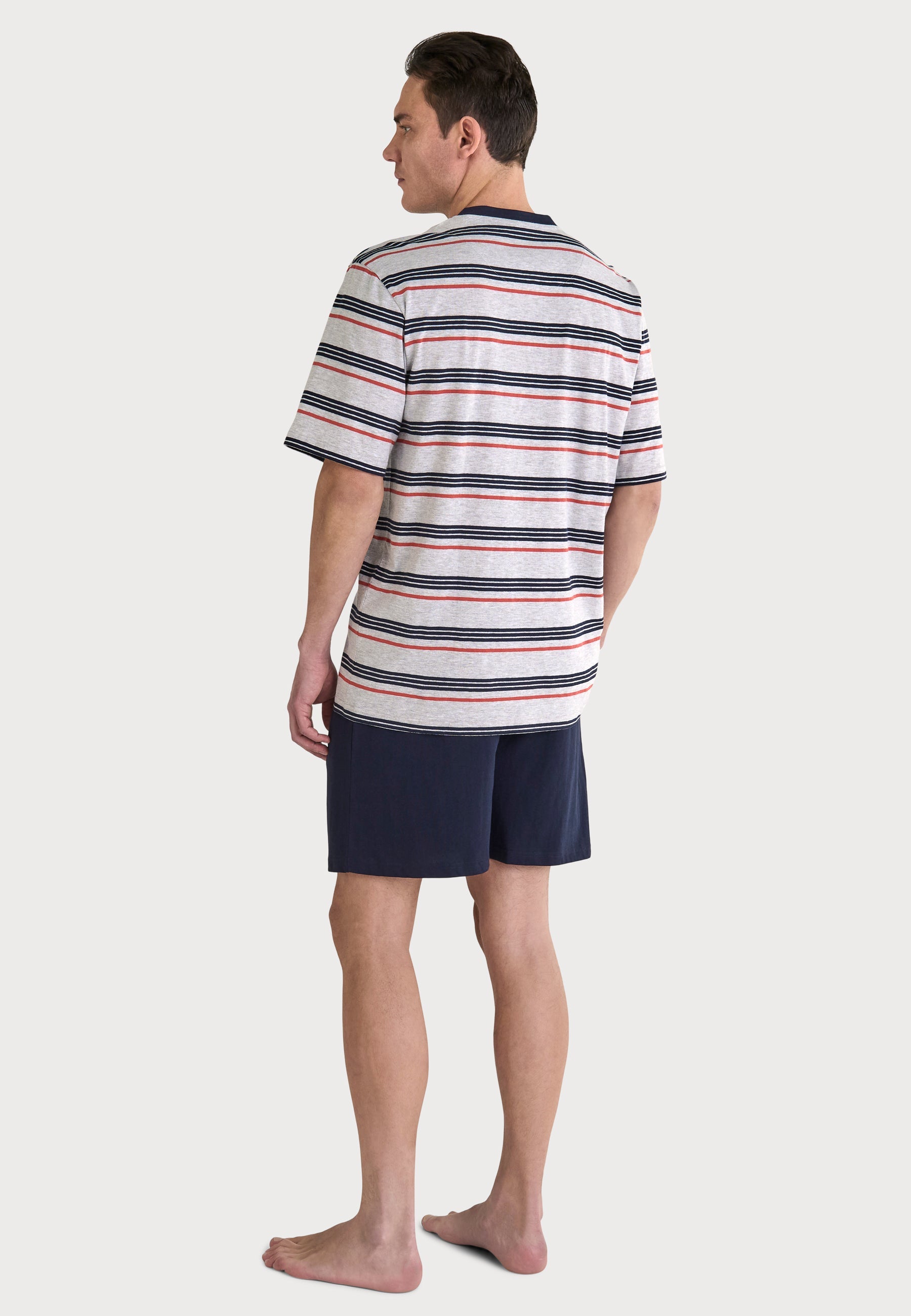 Pijama Hombre Verano Corto Tapeta Algodón Punto Rayas - Gris 3041_20