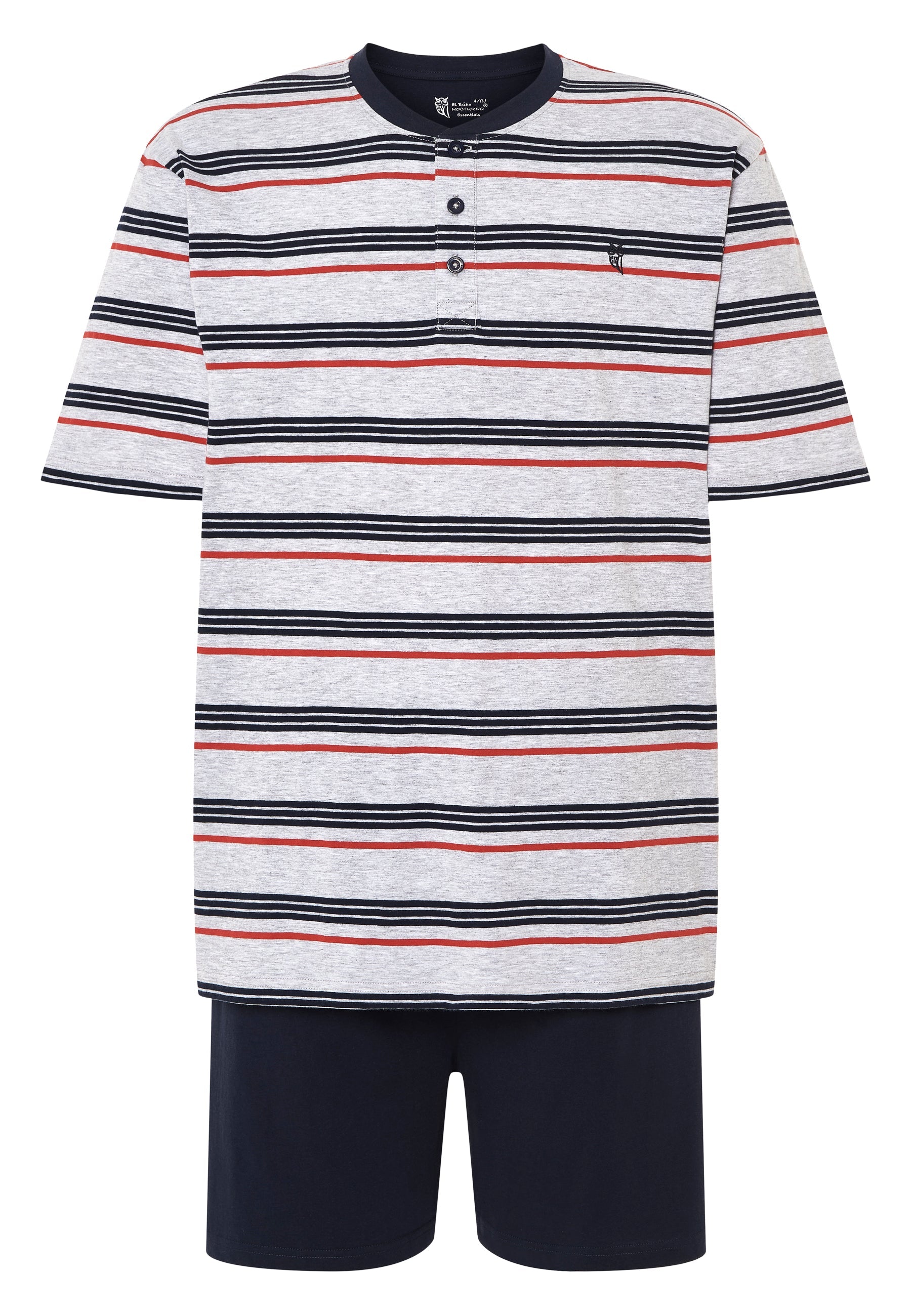 Pijama Hombre Verano Corto Tapeta Algodón Punto Rayas - Gris 3041_20