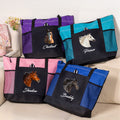 Personalizada Caballo Foto Retrato Oxford Bolsa de gran capacidad con nombre y bolsillo de malla Cumpleaños Aniversario Regalo para el dueño del caballo Amante de los caballos