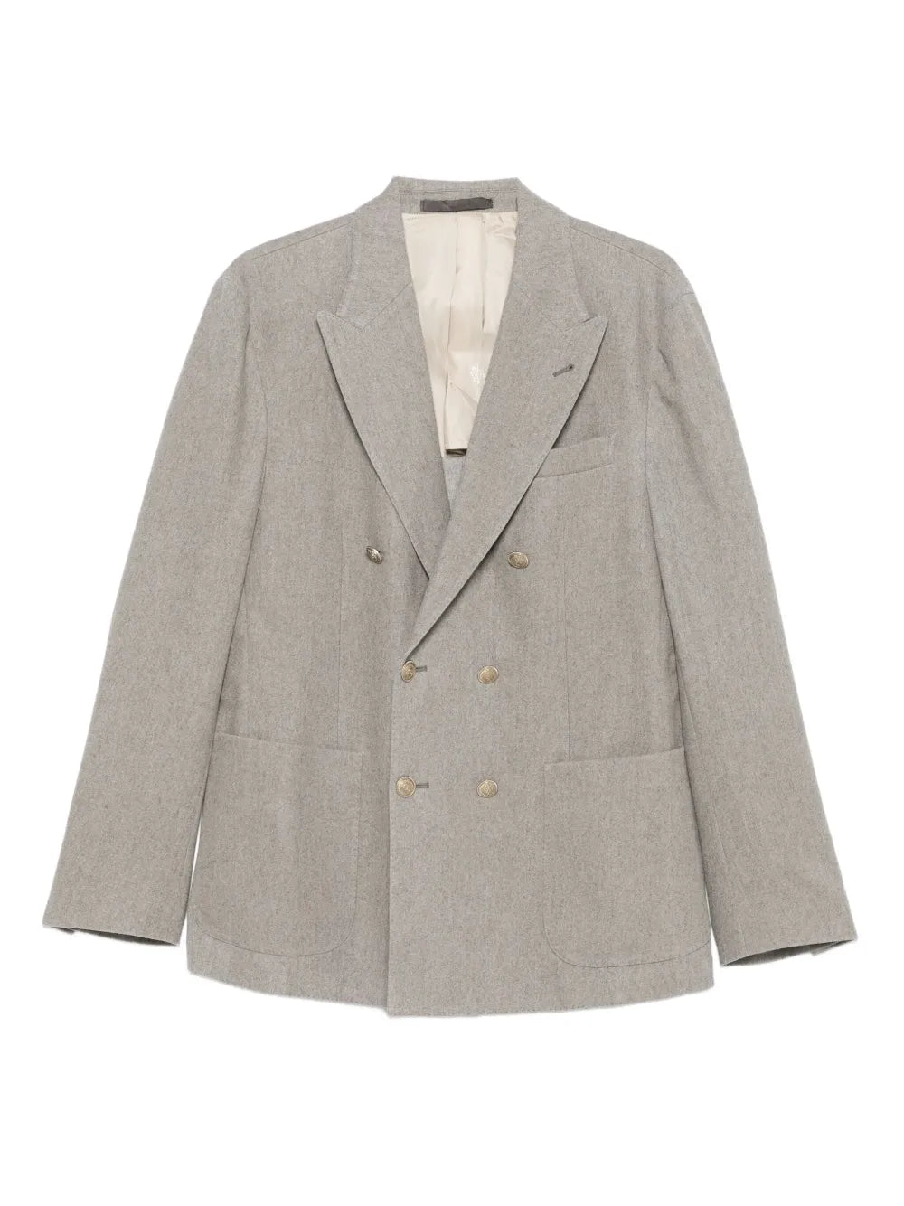 Eleventy Double-Breasted Wool-Cashmere Blazer — grey