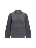 Brunello Cucinelli Cashmere Half-Zip Sweater — Gray