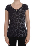 Women's Gray Leopard Modal T-Shirt Blouse Top