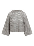 Brunello Cucinelli Open-Knit Sweater — Grey