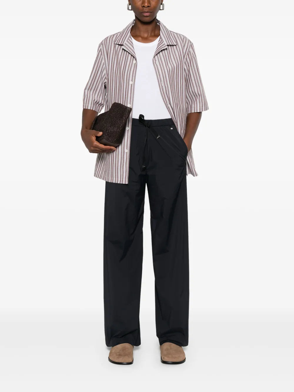 Herno Drawstring Wide-Leg Trousers — Black