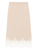 Fabiana Filippi Lace-Trimmed Pencil Skirt — Beige
