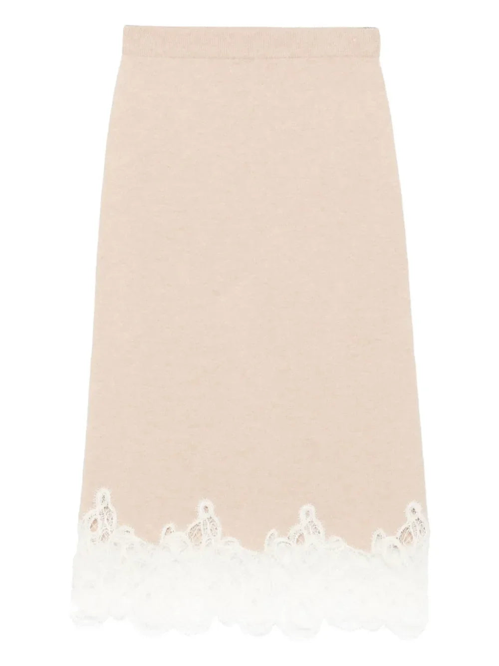 Fabiana Filippi Lace-Trimmed Pencil Skirt — Beige