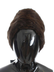 Women's Ms812 Weasel Fur & Cashmere Beanie Brown