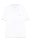 Brunello Cucinelli Embroidered-Logo T-Shirt — White