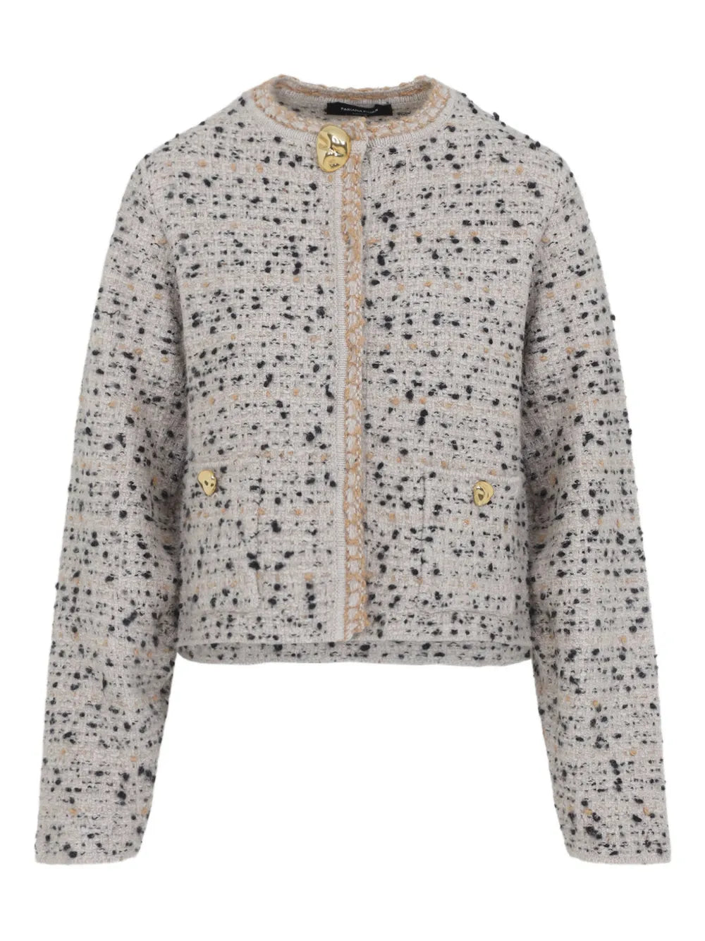 Fabiana Filippi Tweed Gold-Button Jacket — Beige