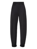 Brunello Cucinelli Pleated-Front Tailored Trousers — Black