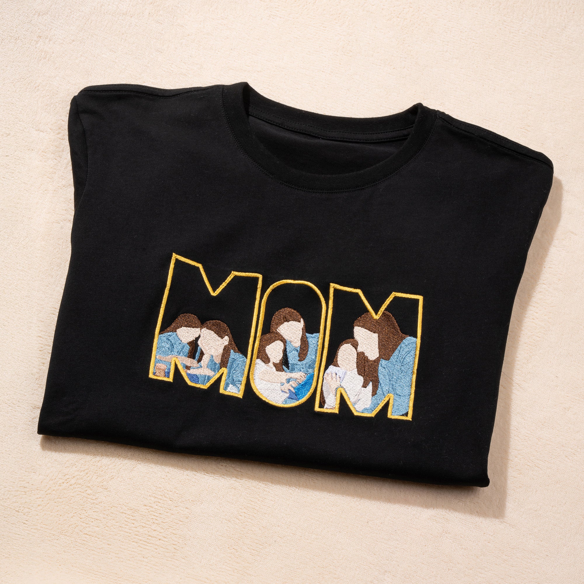 Camiseta o sudadera personalizada de algodón suave con bordado MOM o DAD y 3 fotos regalo de cumpleaños aniversario y uso diario para padres