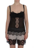 Women's Black Silk Floral Lace Lingerie Top Elastane