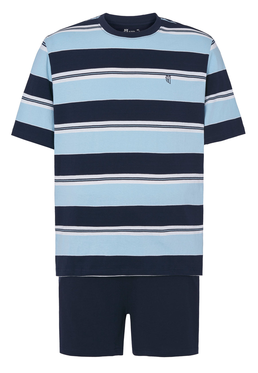 Pijama Hombre Verano Corto Tapeta Algodón Cuello Redondo Punto Rayas - Azul 3082_39